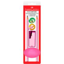 Kit lápis grafite com apontador e borracha Faber-Castell, escolha a cor e modelo Kit lápis grafite com apontador e borracha Faber-Castell, escolha a cor e modelo