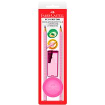 Kit lápis grafite com apontador e borracha Faber-Castell, escolha a cor e modelo