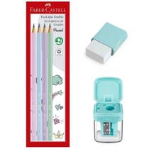 Kit lápis grafite EcoLápis n2 com 4 unidades + 1 Apontador + 1 Borracha Faber-Castell Tons pastel, escolha a cor