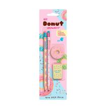 Kit Lápis HB Donut 2 Lápis Apontador Borracha Leonora Colorido Kit Lápis HB Donut 2 Lápis Apontador Borracha Leonora Colorido