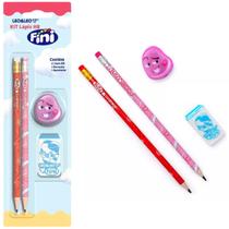 Kit lapis hb fini 2 lapis, apontador e borracha - leo & leo