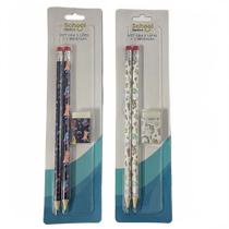 Kit Lápis HB Infantil 2 Unidades + 1 Borracha School Basics Sem PVC