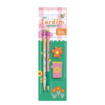 Kit Lápis Hb Jardim Lápis/Apontador/Borracha