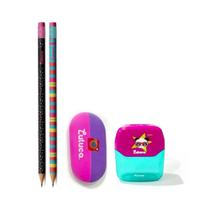 Kit Lápis HB Luluca Youtuber C/ Borracha E Apontador 2 Furos Escolar Pandinha - Skypaper