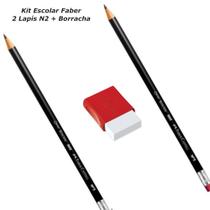 Kit lapis n2b preto c/ borracha 2un+ borracha branca - faber