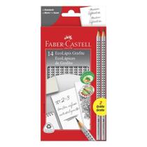 Kit Lápis Preto N2 B Triangular Eco Grip 2001 Corpo Cinza+ 2 Grátis - Faber Castell Papelaria Escrever Grafite