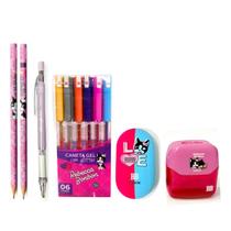 Kit Lápis Rebecca Bonbon C/ Canetas Gel de Glitter Lapiseira + Apontador E Borracha - Skypaper