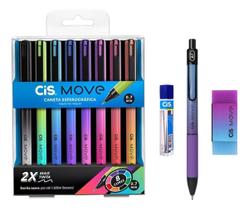 Kit Lapiseira e Caneta Move 0.7mm Azul/Roxo Borracha Grafite