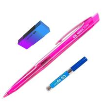 Kit Lapiseira Escolar NEON Rosa 0.7mm + Grafite + Borracha