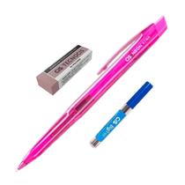 Kit Lapiseira Escolar NEON Rosa 0.7mm + Grafite + Borracha T