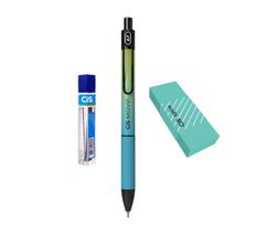 Kit Lapiseira Move 0.7 Verde/Azul+Grafite+ Borracha Spiro VD