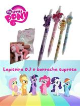 Kit Lapiseira My Little Poney 0.7 e borracha grande surpresa material escolar papelaria volta as aulas kawai unicornio