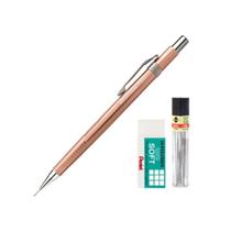 Kit Lapiseira Pentel P200 0,7 mm Rose Gold Grafite HB e Borracha Soft Hi-Polymer