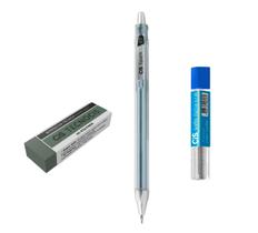 Kit Lapiseira Spark 0.7mm Azul Metálico +Grafite+Borracha VD