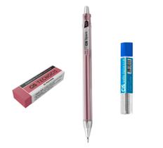 Kit Lapiseira Spark 0.7mm Rosa Metálico +Grafite+Borracha VM
