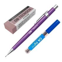 Kit Lapiseira TecnoCis 0.5 Roxa+Grafite+Borracha Tecno Rosa