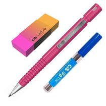 Kit Lapiseira Tecnocis 2.0mm Rosa + Grafite + Borracha Move