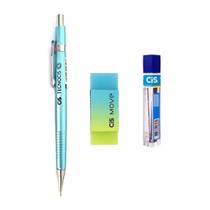 Kit Lapiseira Tecnocis Azul Metal Boho 0.7 +Borracha+Grafite