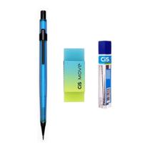 Kit Lapiseira Tecnocis AZUL NEON 0.7mm + Borracha + Grafite