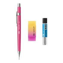 Kit Lapiseira Tecnocis ROSA 0.5mm + Borracha + Grafite