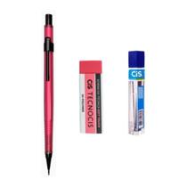 Kit Lapiseira Tecnocis ROSA NEON 0.7mm + Borracha + Grafite