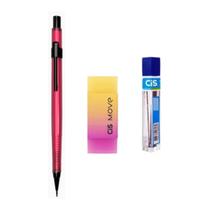 Kit Lapiseira Tecnocis ROSA NEON 0.7mm + Borracha + Grafite