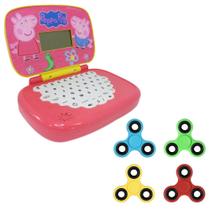 Kit Laptop Infantil Educativo Candide Peppa Pig Bilíngue + 1 Fidget Spinner Sortido
