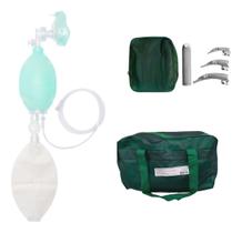 Kit Laringo Com Cabo E 3 Laminas + Ambu Reanimador + Estojo