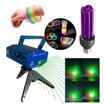 Kit Laser Projetor Holográfico Festa Com Lâmpada NEON e 10 Pulseiras NEON
