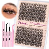 Kit Lash Clusters Yawamica Natural Fairy Wispy com cola e pinça