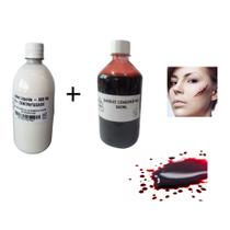 kit Látex 500ml +Sangue Falso Artificial 500ml p/ Festa, cosplay kit Látex 500ml +Sangue Falso Artificial 500ml p/ Festa, cosplay
