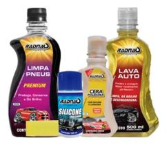 Kit lava auto hyper (1 pretinho 1 silicone 1 shampoo 1 cera polidora)
