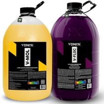 Kit Lava Auto Limpeza Pesada VFloc Pré Lavagem 5L VMol Shampoo Neutro 5L Vonixx