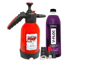 Kit lava auto v-floc e pulverizador manual 3 em 1 snow foam