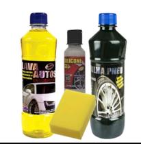 Kit Lava Autos 4 Em 1 Com Lava Autos / Pretinho / Silicone Em Gel + Esponja - Mil milhas