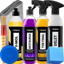 Kit Lava Autos Desengraxante V-Mol Revitalizador Restaurax Limpador Delet Cera Tok Final Vonixx