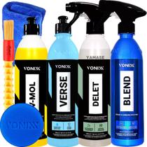 Kit Lava Autos Desengraxante V-mol Revitalizador Verse Limpador de Borracha Delet Cera Spray Blend Vonixx