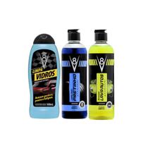 Kit Lava Autos Limpa Pneus Pretinho Limpa Vidros V8 Sanol