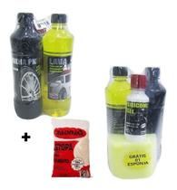 Kit Lava Autos5x1 Shampoo/pretinho/ Silicone/estopa+ Brinde