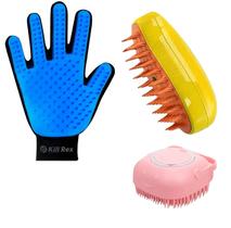Kit Lava Banho Pets Luva + Escova Vapor+ Dispenser Shampoo R Kit Lava Banho Pets Luva + Escova Vapor+ Dispenser Shampoo R