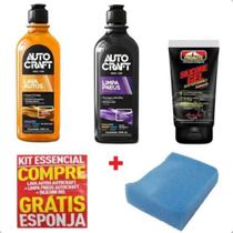 Kit Lava Carro Moto Shampoo Pretinho Silicone Automotivo