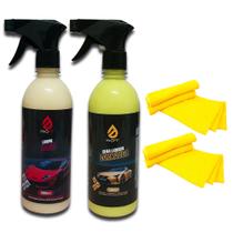 Kit Lava E Encera Lava Auto 1 Limpa A Seco + 1 Carnaúba + 2 Toalha MicroFibra Mega