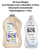 Kit Lava Roupas 3 Litros Coco e Baunilha + Amaciante Concentrado Girando Sol 1 Lt Fragrâncias:Hipoalergênico