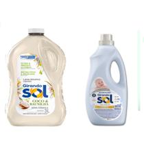 Kit Lava Roupas 3 Litros Coco e Baunilha + Amaciante Girando Sol 2 Lt Talco Delicado