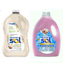 Kit Lava Roupas 3 Litros Coco e Baunilha + Amaciante Girando Sol 5 Lt Rosas e Lavanda