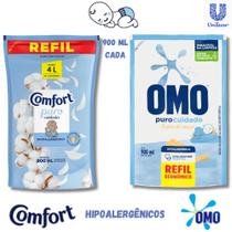 Kit Lava Roupas Omo e Amaciante Comfort Puro Cuidado Roupas Finas de Bebês 900ml Cada Kit Lava Roupas Omo e Amaciante Comfort Puro Cuidado Roupas Finas de Bebês 900ml Cada