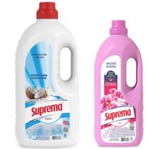 Kit Lava Roupas Sabão Liquido Coco 3 Litros Amaciante Suprema 2 Litros Roupas Delicadas