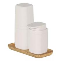 Kit Lavabo 3 Pçs Banheiro Porta Escova Dispenser Bandeja Ou Kit Lavabo 3 Pçs Banheiro Porta Escova Dispenser Bandeja Ou