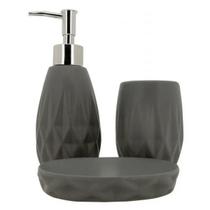 Kit lavabo 3 pçs porcelana metrópole saboneteira banheiro