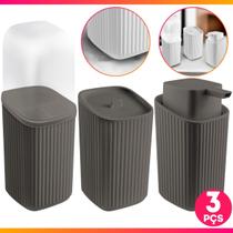 Kit Lavabo 3 Pçs Porta Sabonete Escova Algodão Luxo Moderno Banheiro Lavabo